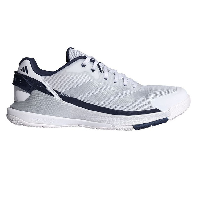 adidas Crazyquick LS Mens Padel Shoe - White/Silver Metallic/Dark Blue - Final Sale