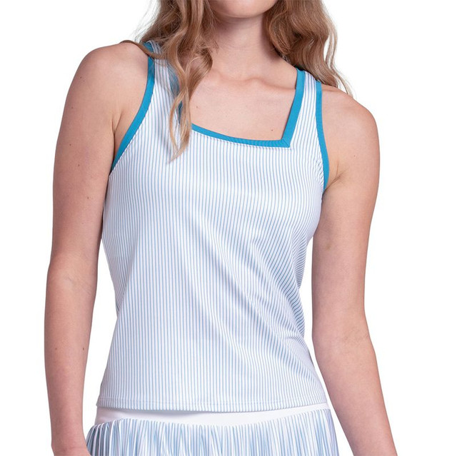 K Swiss Square Neck Tank - Baltic/White