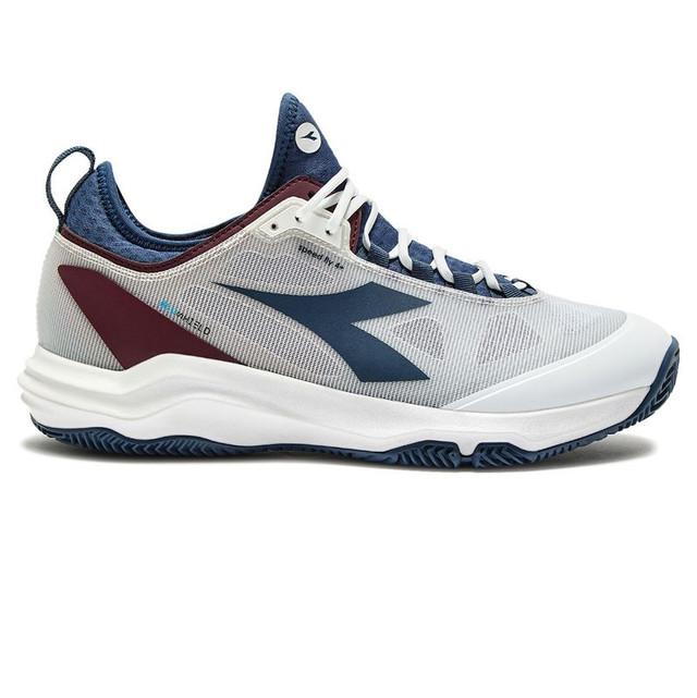 Diadora Speed Blushield Fly 4 Plus Clay Mens Tennis Shoe - White/Ensign Blue/Whisper White