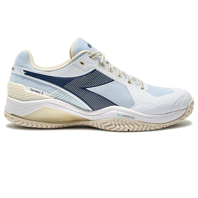 Diadora Blushield Torneo 3 AG Mens Tennis Shoe - White/Ensign Blue/Whisper White