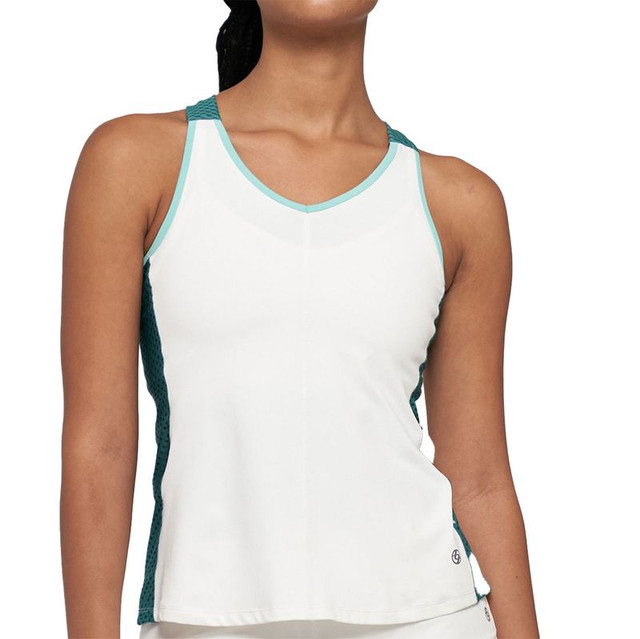 Lija Club Vibes Ladder Tank Top - White/Jungle/Aquamarine