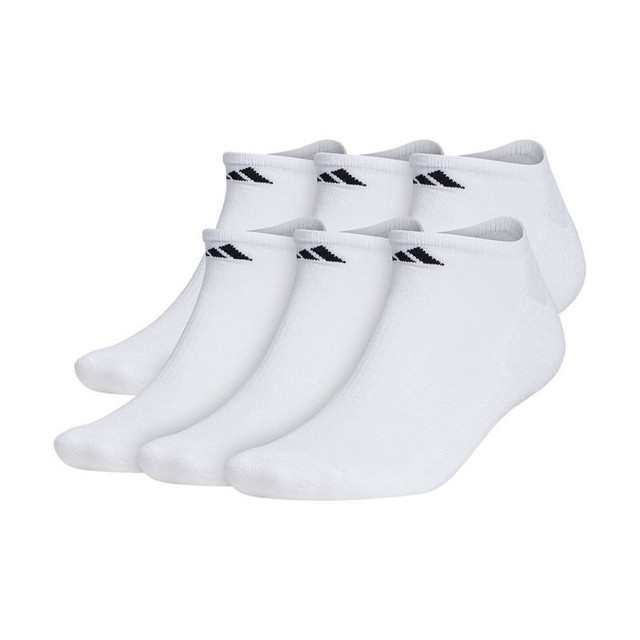 adidas Mens Athletic Cushioned (X-LARGE) No Show Sock 6 Pack - White/Black