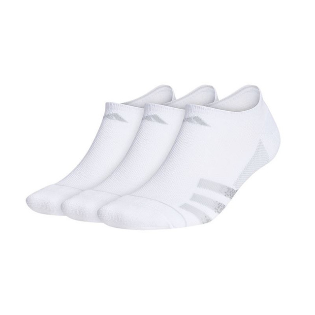 adidas Mens Superlite 3 Stripe No Show Sock 3 Pack - White/Clear Onix Grey/Clear Grey