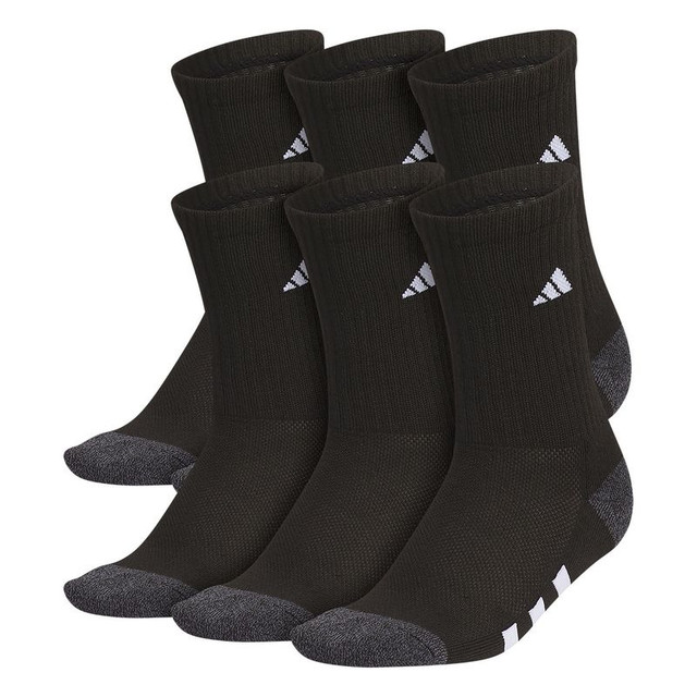 adidas Youth Athletic Cushioned 6 Pack Crew Sock - Black/Onix Grey/White