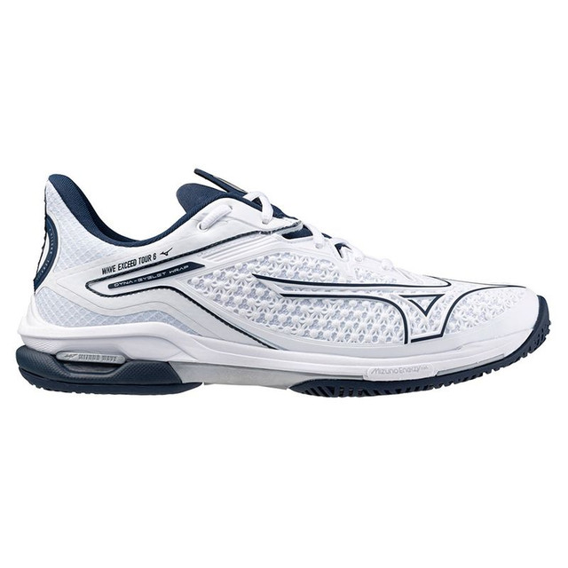 Mizuno Wave Exceed Tour 6 Mens Clay Tennis Shoe - White/Dress Blue