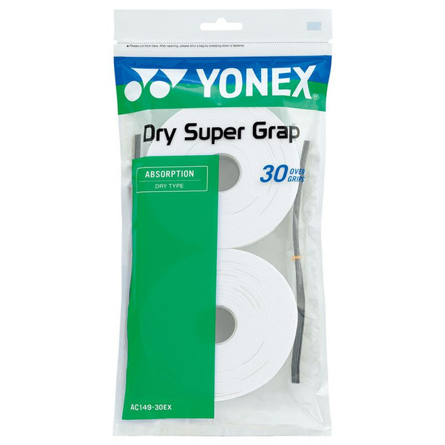 Yonex Dry Super Grap White Overgrip 30 Pack