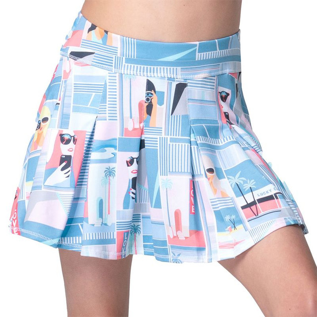 Lucky in Love Linen Nouveau Girls Skirt - Periwinkle