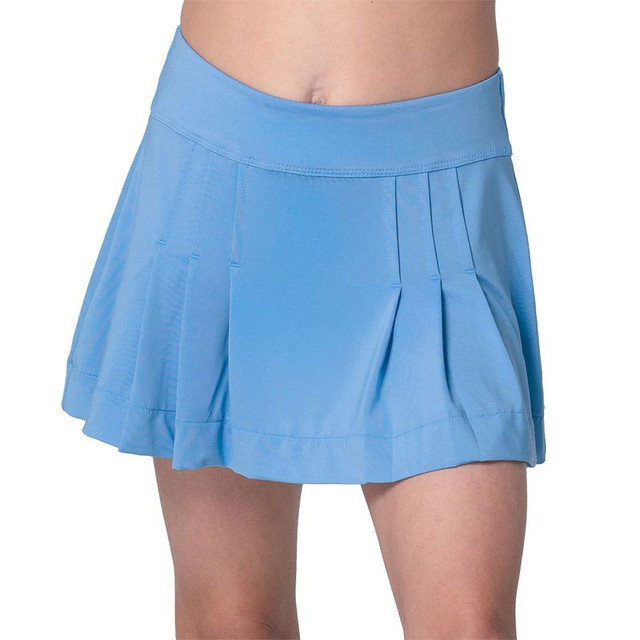 Lucky in Love Linen Nouveau Girls Elite Pleat Skirt - Periwinkle