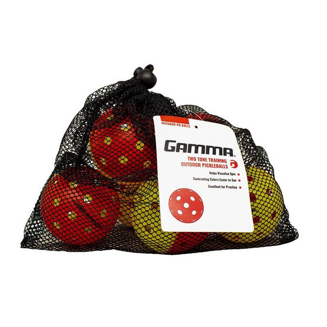 Gamma Two-Tone 6 Pack Outdoor Pickleball - Red/Yellow
