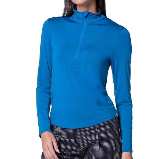 Lucky in Love Stripe It Up Free Play 1/2 Zip Long Sleeve - Electric Blue