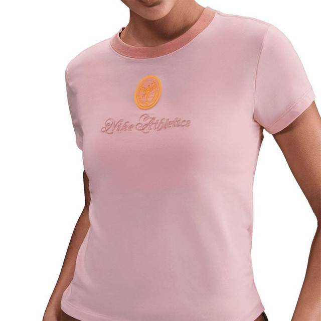 Nike Court Club Short Sleeve Crop Top - Pink Glaze/Red Stardust