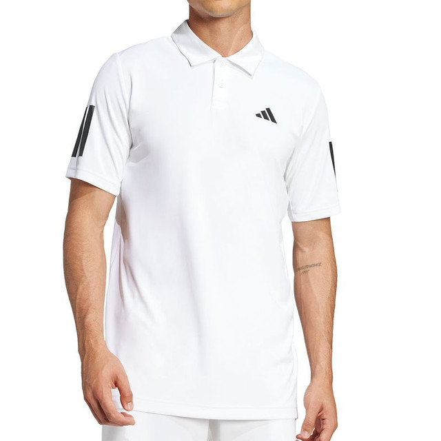 adidas Club 3 Stripe Polo - White