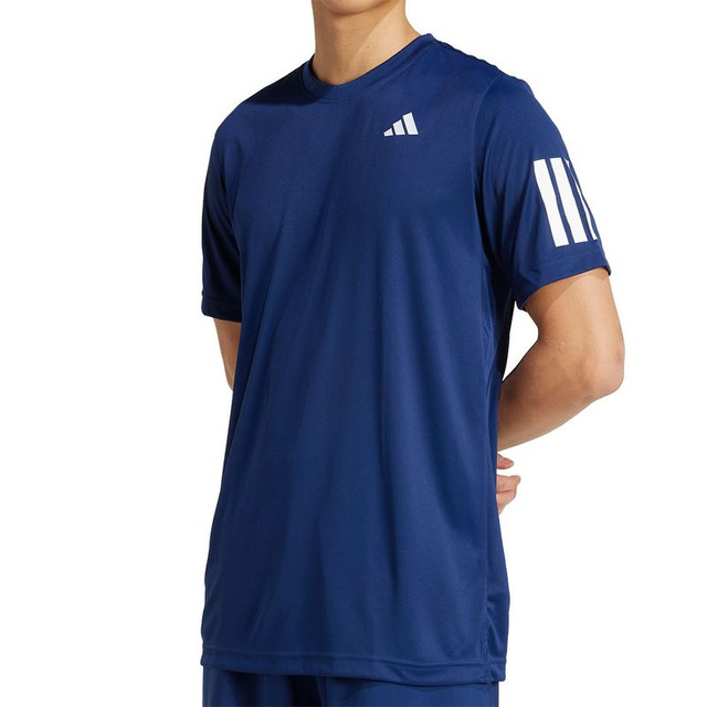 adidas Club 3 Stripe Tee Shirt - Dark Blue