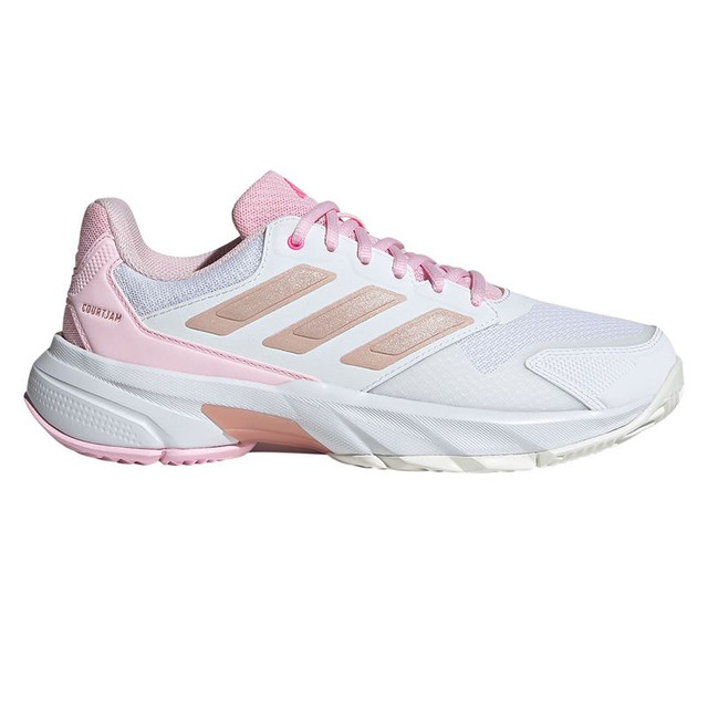 adidas CourtJam Control 3 Womens Tennis Shoe - White/Silver Metallic/Lucid Pink