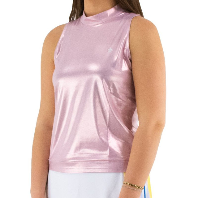 Penguin Sleeveless Metallic Tank Top - Metallic Charm Pink