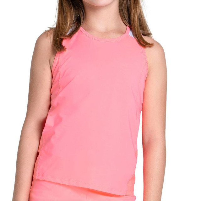 Lucky in Love Sunset Spin Girls Shimmer Tank Top - Flamingo