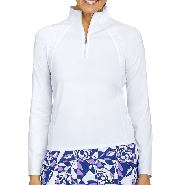 Tail Essentials Imelda 3/4 Zip Long Sleeve Top - Chalk