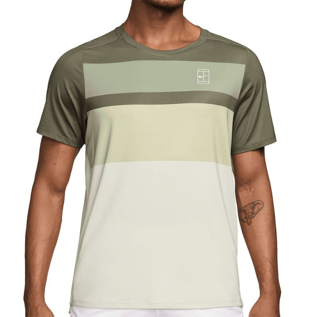 Nike Court Advantage Print Crew - Medium Olive/White