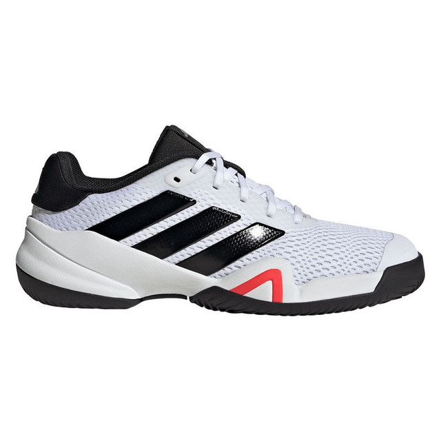 adidas Barricade K Junior Tennis Shoe - White/Core Black/Lucid Red