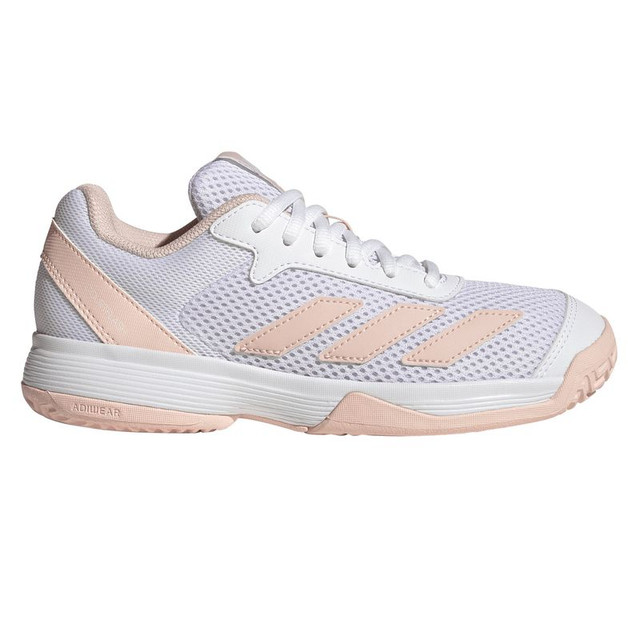 adidas Courtflash Junior Tennis Shoe - White/Wonder Quartz/White