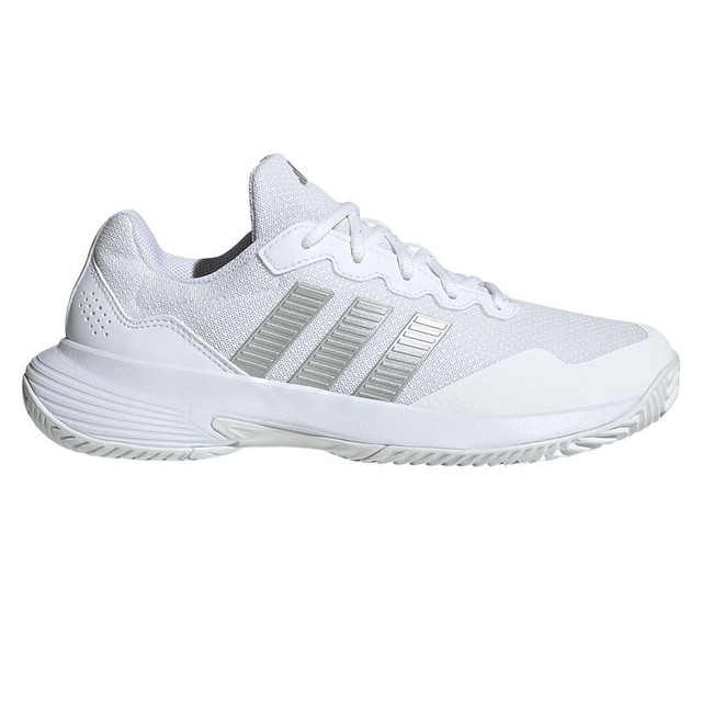 adidas GameCourt 2 Womens Tennis Shoe - White/Silver Metallic/Silver Metallic