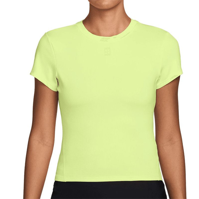Nike Court Advantage Short Sleeve Top - Light Lemon Twist/Black