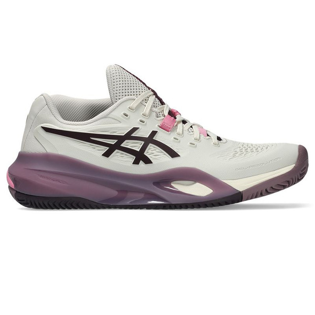 Asics Gel Resolution X Womens Clay Tennis Shoe - Soft Oat/Dark Aubergine