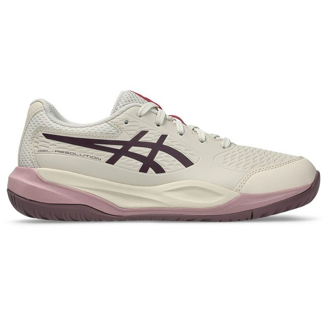 Asics Gel Resolution X Junior Tennis Shoe - Soft Oat/Dark Aubergine