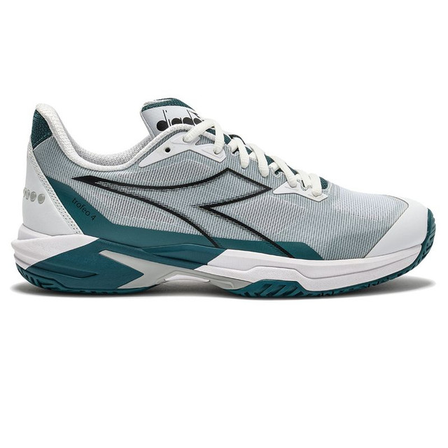 Diadora Trofeo 4 AG Mens Tennis Shoe - White/Black/Shaded Spruce