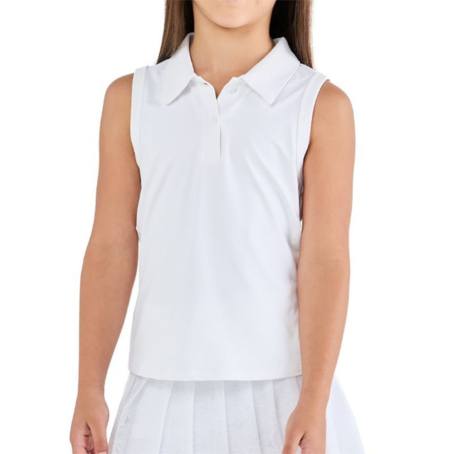 Sofibella White Lotus Girls Sleeveless Polo - White