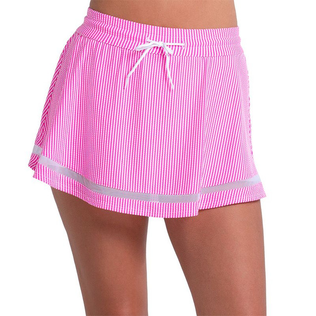 Lucky in Love Tech Seersucker Skirt - Neon Pink
