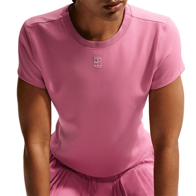 Nike Court Advantage Short Sleeve Top - Peony/White