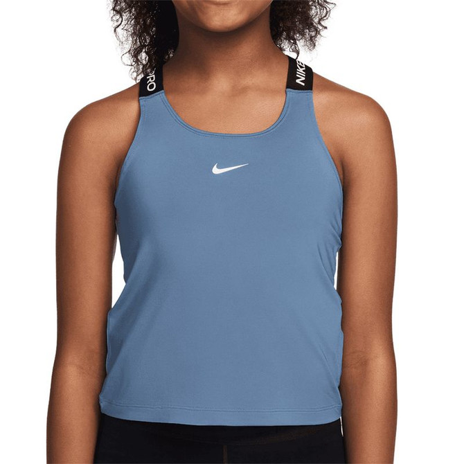 Nike Girls Pro Dri Fit Tank Top - Work Blue/Black/White
