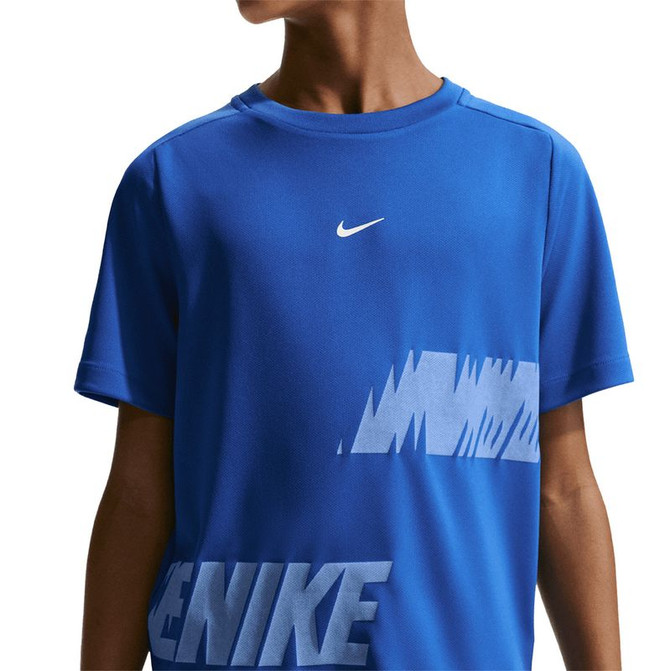 Nike Boys Dri Fit Printed Tee Shirt - Game Royal/White