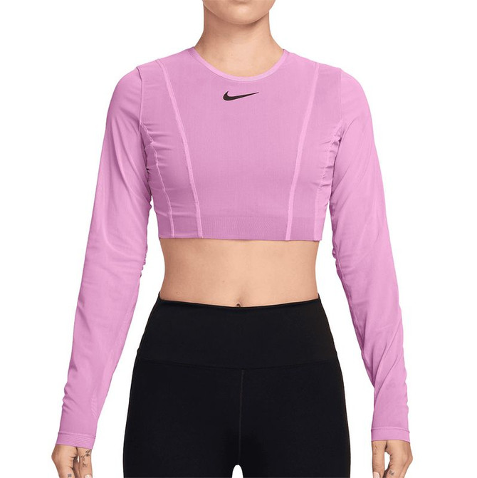 Nike Court Slam Long Sleeve Crop Top - Light Magenta/Black