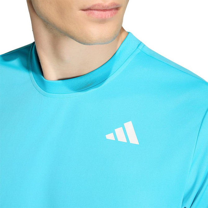 adidas Club 3 Stripe Tee Shirt - Signal Cyan