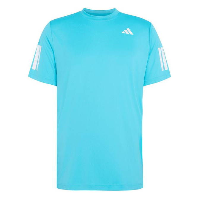 adidas Club 3 Stripe Tee Shirt - Signal Cyan