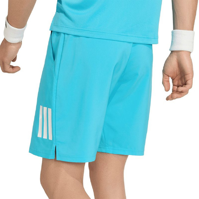 adidas Club 7 inch 3 Stripe Short - Signal Cyan