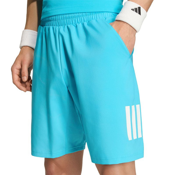 adidas Club 7 inch 3 Stripe Short - Signal Cyan