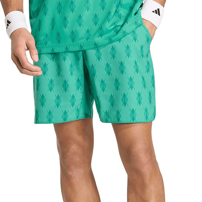 adidas Club Graphic 7 inch Short - Semi Court Green/Collegiate Green