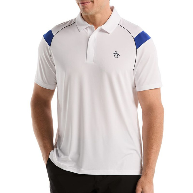 Penguin Raglan Stripe Polo - Bright White
