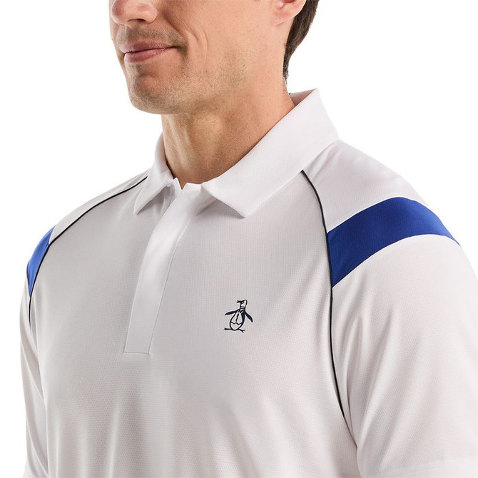 Penguin Raglan Stripe Polo - Bright White