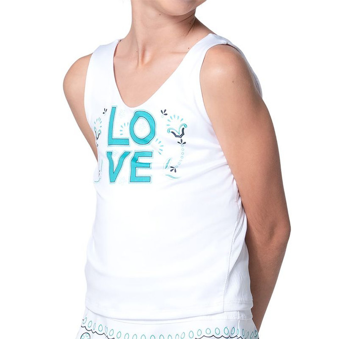 Lucky in Love Eyelet You Win Tank Top - White