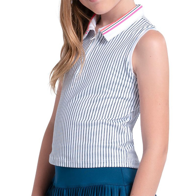 Lucky in Love Glow Set Girls Polo Tank Top - White