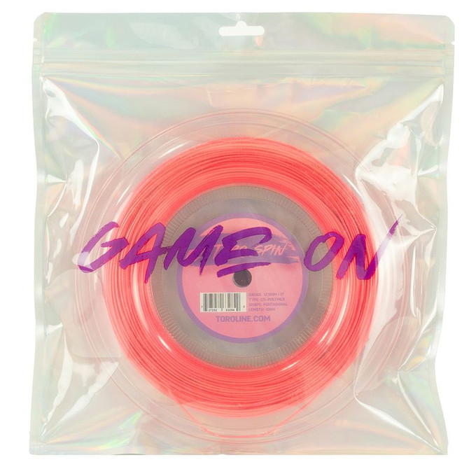 Toroline O-Toro Spin 17 (1.23mm) Tennis String Neon Pink Mini Reel (330 ft.)