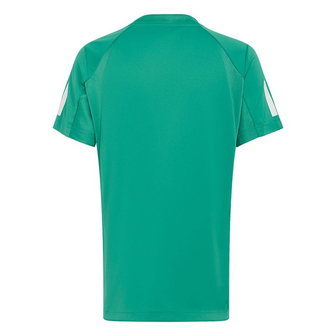 adidas Club 3 Stripe Boys Tee Shirt - Semi Court Green