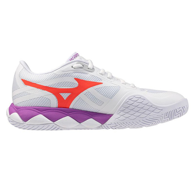 Mizuno Wave Enforce Tour 2 Womens Tennis Shoe - White/Lava Orange