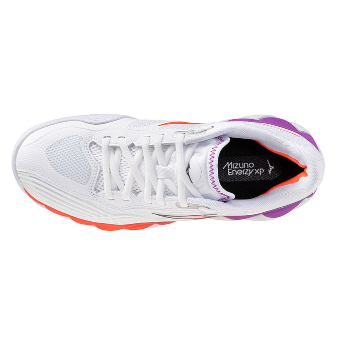 Mizuno Wave Enforce Tour 2 Womens Tennis Shoe - White/Lava Orange