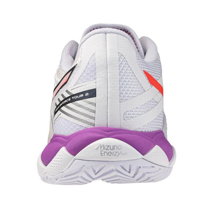 Mizuno Wave Enforce Tour 2 Womens Tennis Shoe - White/Lava Orange