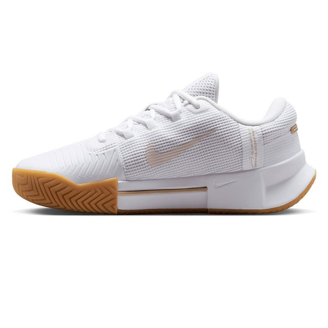 Nike Zoom GP Challenge 1.5 Womens Tennis Shoe - White/Lt Orewood Brown/Gum Yellow
